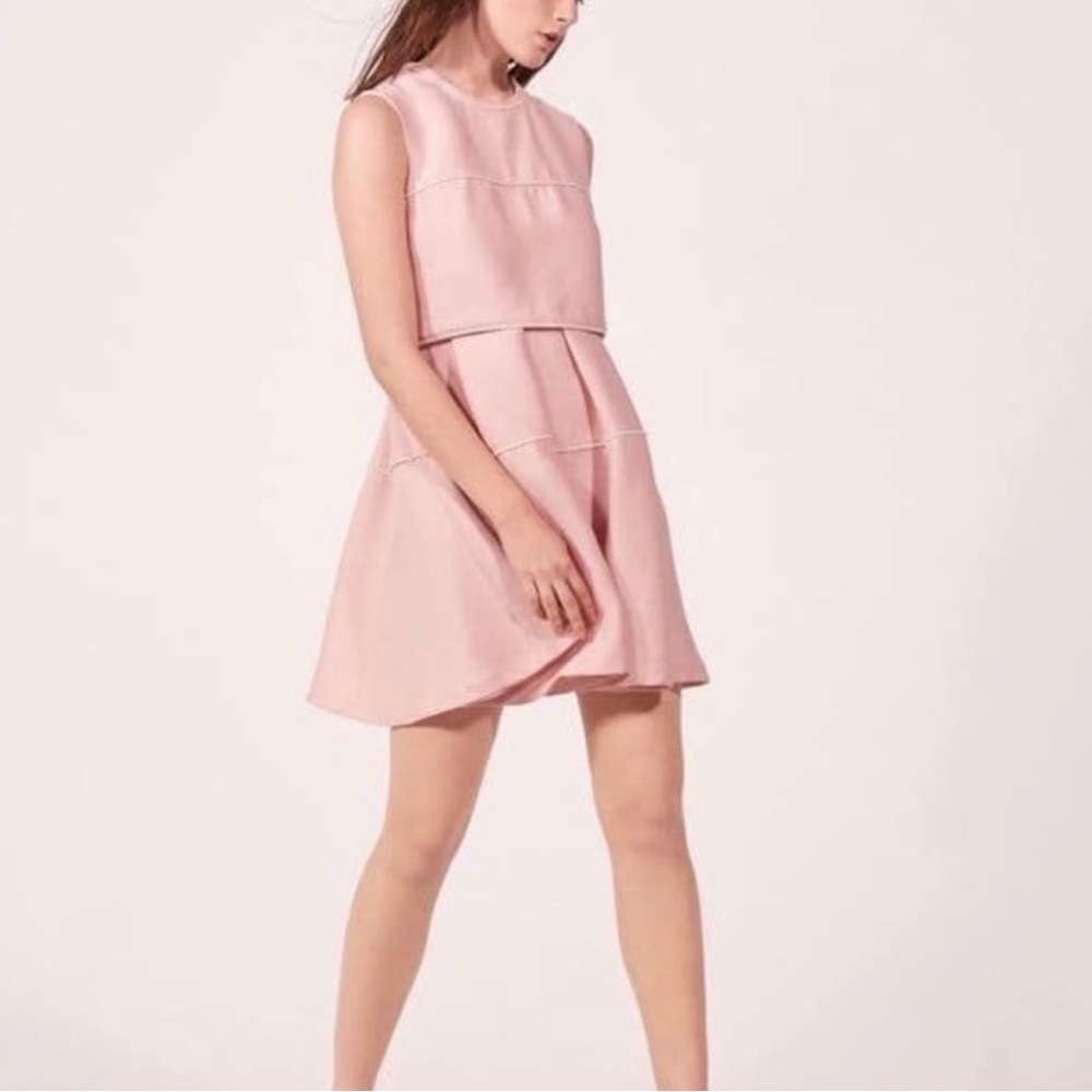 Sandro pink pearl trim mesh dress size 1